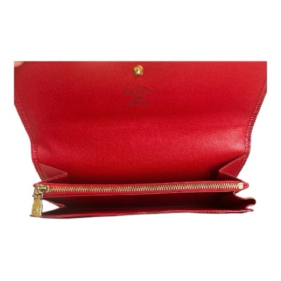 Louis Vuitton Red Epi Long Wallet Snap Flap Organizer Authentic Vintage - Picture 5 of 10
